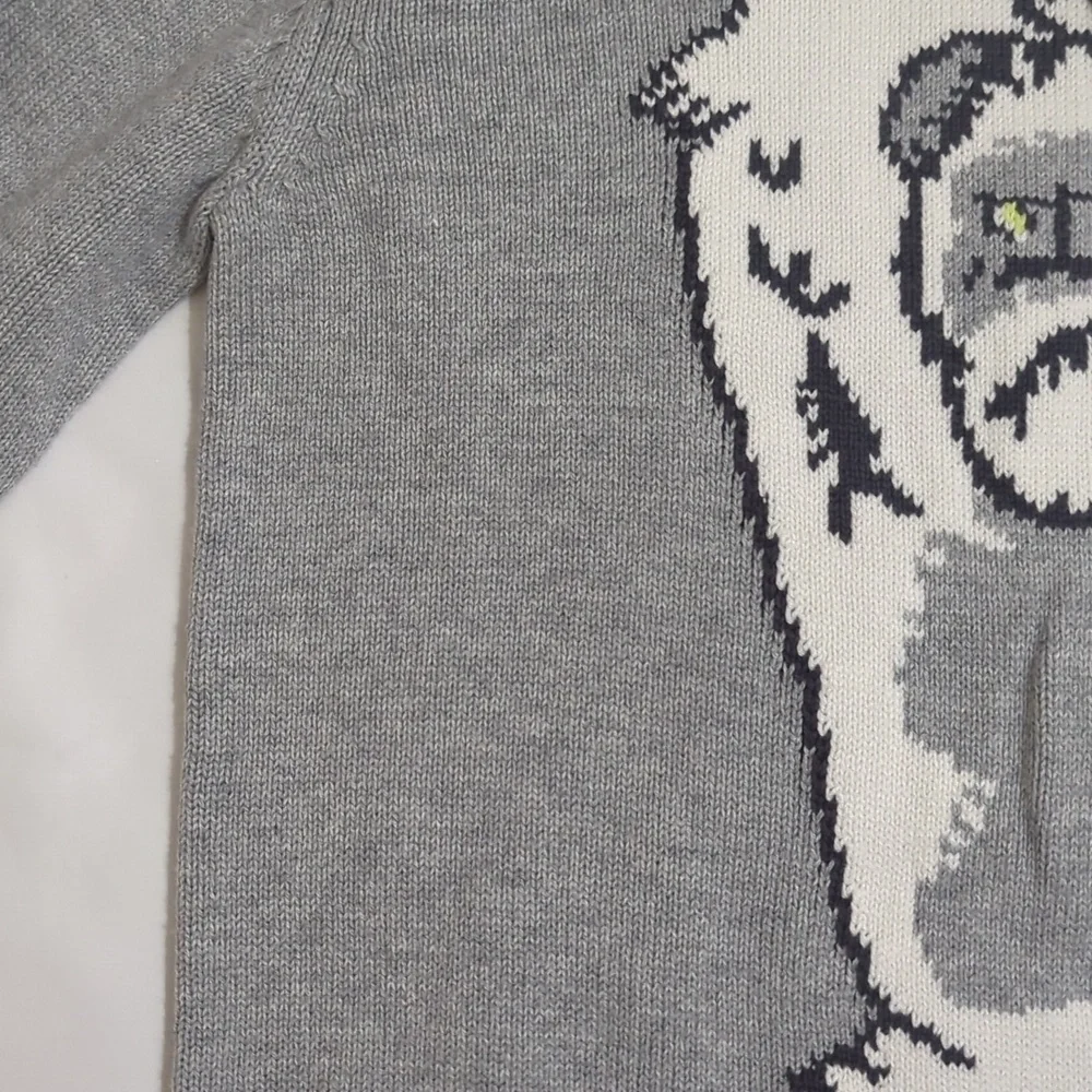 Gymboree Yeti Abominable Snowman Boy's Pullover Sweater, Color Grey/White Sz M